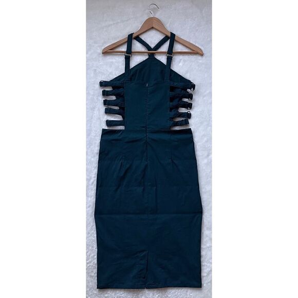 Tobi Caged Side Cutout Halter Bodycon Midi Dress, Size Medium - Picture 11 of 15
